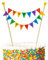 amazing buntings, Happy Birthday Kuchenaufsatz, Handgefertigter Regenbogen Flaggen, Banner, Fertige Partydekoration, mit Lebensmittelqualität Holzstäbchen, für Frauen, Männer, Mädchen, Jungen, Kleine Fahnen