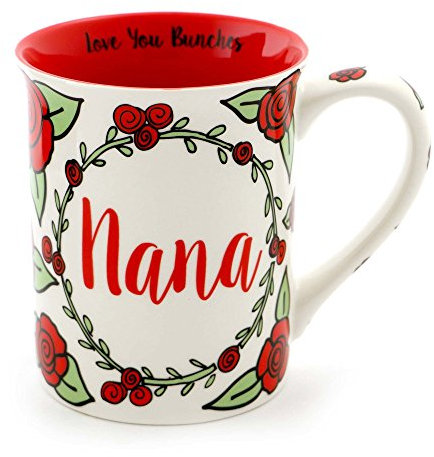 Enesco 4057553 Kaffeebecher Nana aus Steingut, Steinzeug, rot