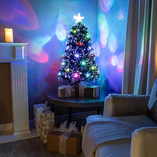 2ft Black Artificial Fibre Optic Christmas Xmas Tree with Multi LED 60cm
