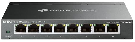 TP-Link TL-SG108E 8-Port Gigabit Managed Network Switch, 10/100/1000Mbps RJ45 Ports, Support QoS VLAN IGMP Snooping, Energy-Saving Ethernet Splitter, Network Monitoring Through Web Interface