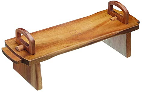 Artesà Expositor de Alimentos Elevado, Tabla de Servir de Madera para Tabla de Quesos y Comida, Tartas, Postres, Pasta y Buffets, 37 x 12 x 13 cm