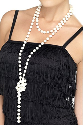 PARTY DISCOUNT Perlenkette mit Kleinen Perlen, Weiß, 180 cm