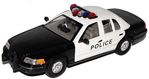 Welly Ford Crown Victoria Police Limousine Weiss Schwarz 2. Generation 1997-2001 1/24 Modell Auto