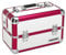 anndora Beauty Case Kosmetikkoffer - Robuster Schminkkoffer, Nähkoffer, Aluminium Make-Up Koffer mit Fächern - Ideal für Reisen und professionelle Anwendungen, abschließbar, Weiß Pink