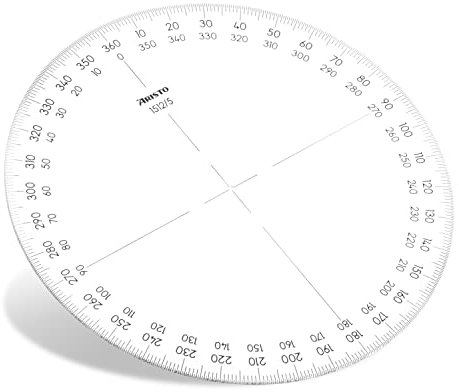 Aristo Vollkreis Winkelmesser (gegenläufige Bezifferung 0 - 360 Grad, Durchmesser 120 mm, Plexiglas) transparent