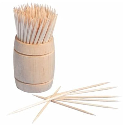 PAPSTAR Holzzahnstocher im Holzspender, rund, H:68mm, 200 St, M6.8, Holz, Vollgewinde