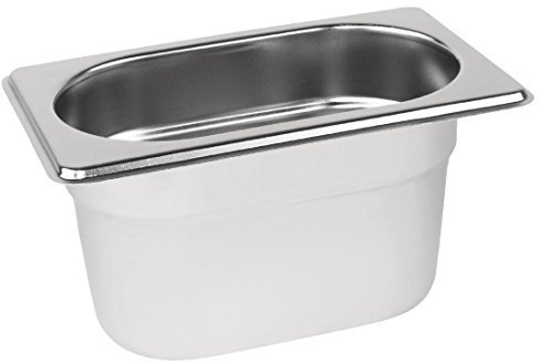 Vogue - Contenitore per alimenti, Gastronorm 1/9, in acciaio inox - 0,8 litri, profondo 100 mm