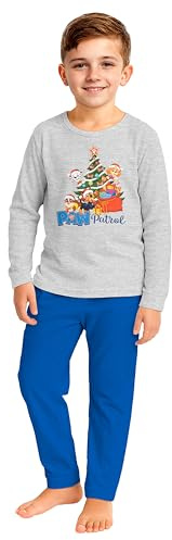 United Labels Paw Patrol Schlafanzug Jungen, Grau Blau, 110 116, Pyjama Kinder lang, Schlafanzug Winter Weihnachten