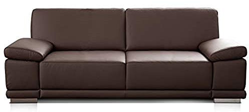 CAVADORE 2,5-Sitzer Sofa Corianne in Kunstleder / Kleines Sofa in hochwertigem Kunstleder und modernem Design / Mit verstellbaren Armlehnen / 191 x 80 x 99 / Kunstleder braun