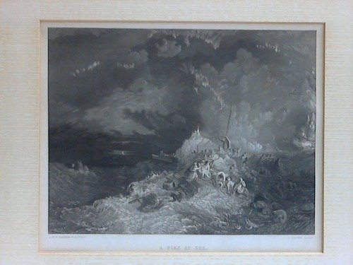 A fire at sea - Stahlstich, gezeichnet von J. M. W. Turner