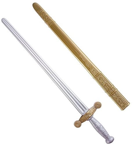 W WIDMANN MILANO Party Fashion 7001C - Ritterschwert mit Scheide, ca. 75 cm, Gold/Silber, mit verzierter Hülle, Kostüm, Accessoire, Karneval, Mottoparty