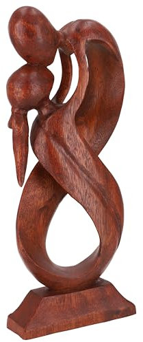 GURU SHOP Holzfigur, Statue, Deko Objekt Feng Shui 30 cm - Elfenpaar/Dunkelbraun, Dekoobjekte