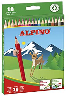 Alpino 722846 - Pack de 18 lápices, sacapuntas incluido, 3.3 mm, colores surtidos