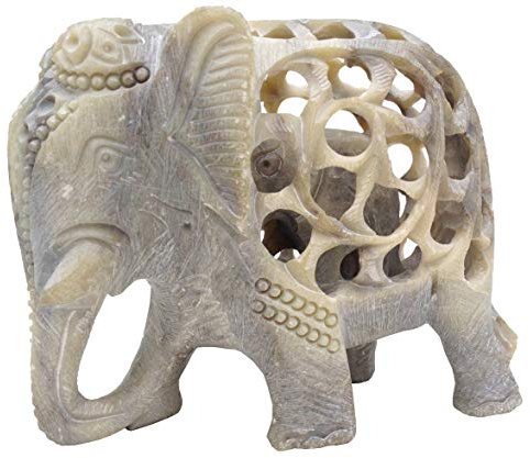 Handmade Soapstone Sculpture of Mother Elephant with Baby Inside - Impossible Elephant Decor Statue - Good Luck Symbol of Fertility - Baby Shower Gift Ideas for Moms Unique Home Decor by SouvNear