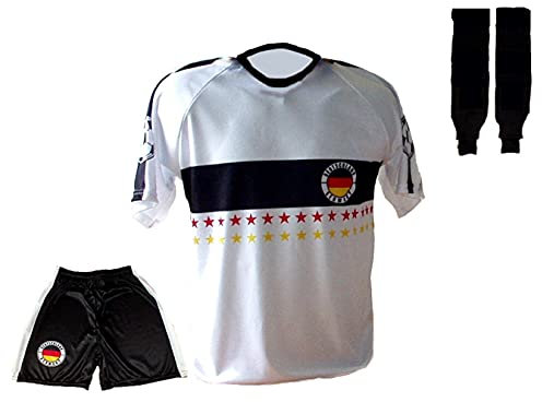 Spielfussballshop Deutschland Trikot Stars Hose Stutzen mit Wunschname Nummer Kinder Größe 122