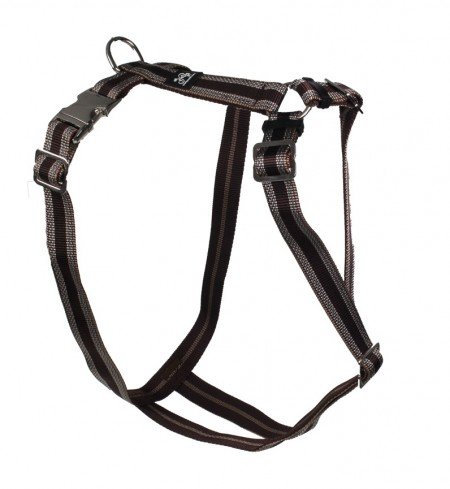 Feltmann Premium Hundegeschirr mit Alu-Max®, Soft- Nylonband,Muster braun, 60-80cm, 25mm