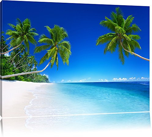 Pixxprint Palmen über dem Meer, Größe: 80x60cm, Leinwandbild, fertig gespannt, Wandbild, Dekoration, Kunstdruck, kein Poster
