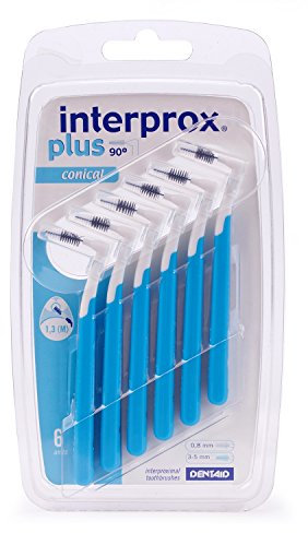 Interprox Plus Konische Bürste X6 - Weiß / Blau - Zahnzwischenraumbürste - 6 Stück - Weich - Manuell - Zweifarbige Indikatorborsten