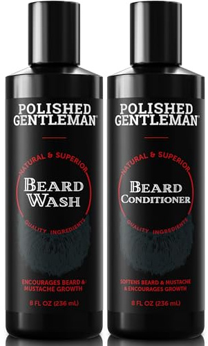 Poliert Gentleman Bart Wachstum und Haarverdichtung Shampoo und Conditioner, mit Bio Bart Öl – Für Bart Look – für Gesichtsbehaarung Wachstum