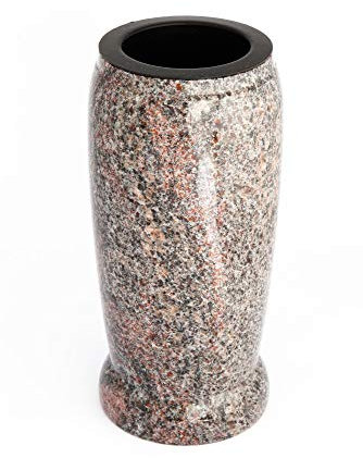 Afterglow Élégant vase funéraire en granit véritable, Paradiso, hauteur : 20 cm, diamètre : 10 cm, résistant aux intempéries et au gel, avec insert en plastique