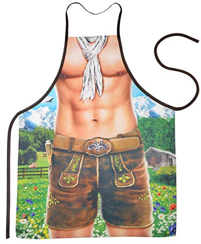 Tini - Shirts Sexy Grillschürze Sixpack in Lederhosen Tracht/Bayern : Alpenmodel ER !! mit GRATIS Urkunde !! One Size