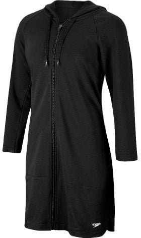 Speedo Women's Uv Aquatic Quarter Sleeve Robe Solid Swimwear Cover Up, Speedo Black, S UK