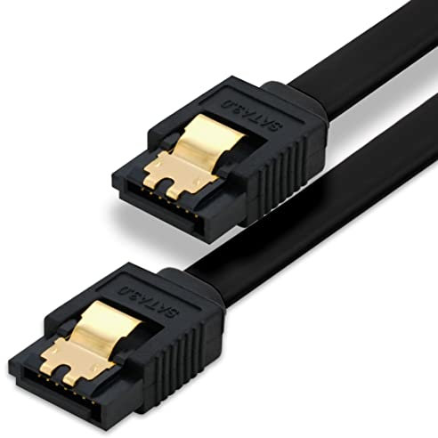 BIGtec 0,3m SATA Kabel S-ATA III Datenkabel Anschlusskabel schwarz HDD SSD 6GBit/s Stecker L-Type/L-Type 30cm vergoldet gerade/gerade serial ATA Verriegelung SATA-3