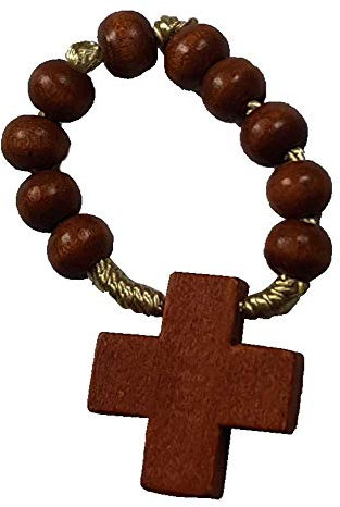 Fingerrosenkranz Holzperlen dunkelbraun