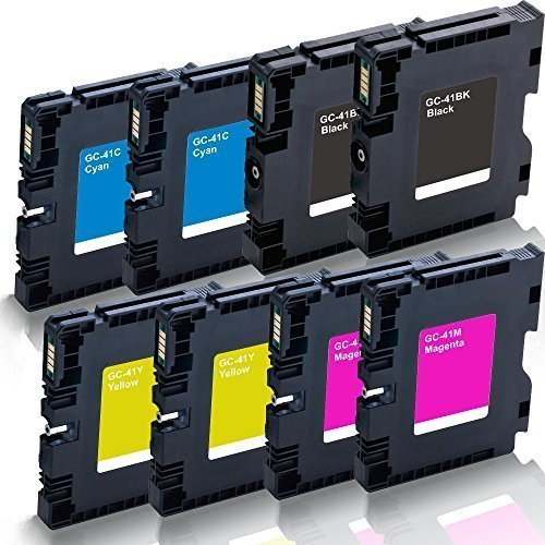 8X Print-Klex Druckerpatronen kompatibel für Ricoh Aficio SG2100 SG2100N SG3100snw SG3110dn SG3110dnw SG3110n SG3110sfnw SG7100dn SG-K3100DN Black Cyan Magenta Yellow - Sparset KCMY GC-41