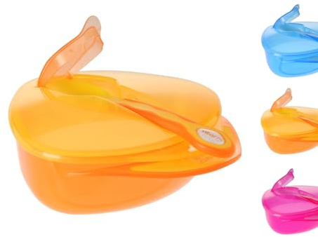 Vital Baby Babys erstes Tellerset, Schale mit rutschfestem Boden, Deckel und einem ergonomischen, weichen Beikost Löffel, Geschirrset perfekt für zu Hause und unterwegs, ab 4 Monaten