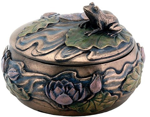 SUMMIT COLLECTION StealStreet Schmuckschatulle, Frosch, sitzend auf Lilie, Jugendstil, Design