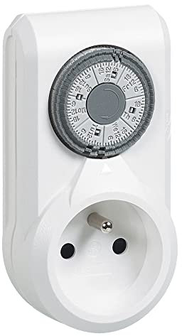 LEGRAND - Prise Programmable Mécanique - Programmation Hebdomadaire - Avec Commutateur Marche Forcée - Blanc