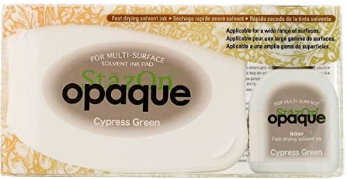 Tsukineko SZ-000-161 StazOn Opque Stempelkissen-Grün, Cypress Green-Groß-Deckend, Lufttrocknend, Beständig Gegen Ausbleichen, Zypresse