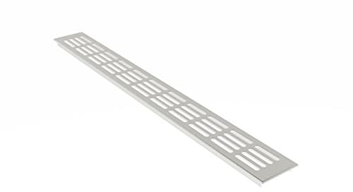 MS herrajes – Rejilla de ventilación de aluminio 60 mm x 400 mm (Plata anodizado – F1