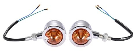 GOOFIT 12V 10W Vintage Refit Chrom Amber Bullet Blinklicht Scheinwerferlampe Stücke Front und Heckblinker Ersatz für Roller Mini Motorrad