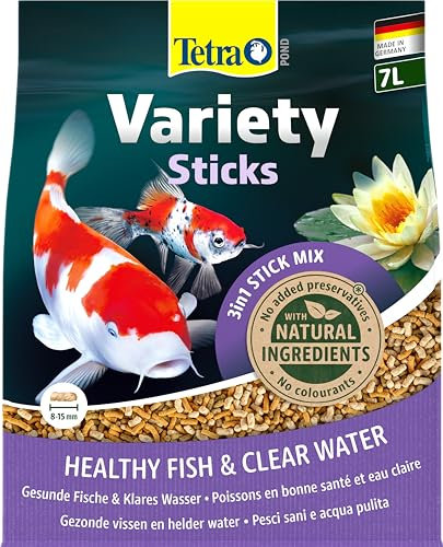 Tetra Pond Variety Sticks - Fischfutter-Mix für Teichfische aus drei verschiedenen Sticks, für die Gesundheit, Farbenpracht und Vitalität aller Fische im Teich, 7 L Beutel