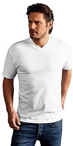Premium V-Ausschnitt T-Shirt Herren, Weiß, M