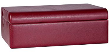 Windrose Charmbox mit 2 herausnehmbaren Einsätze Merino/rot - Hochwertige Handarbeit - Breite 30,5 cm - Lederoptik