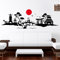 Wandtattoo-Loft Skyline „Japan“ - Wandtattoo Fernost / 49 Farben / 3 Größen/ 2farbig – Sonnensymbol ist immer rot, Bitte wählen Sie die Farbe für das Hauptmotiv! / signalgelb / 80 x 235 cm