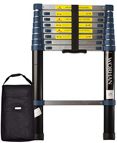 WORHAN Teleskopische 2.6m TELESKOPLEITER ALULEITER ANLEGELEITER ALULEITER ALU TELESKOP Leiter MULTIFUNKTIONS Leiter 260cm 1K2.6C+Bag
