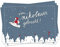 Eine der Guten 10 Weihnachtskarten zum Nikolaus - Vom Nikolaus gebracht, Postkarten Set für Weihnachten, Weihnachtspostkarten in Blau, witzig, mit fliegendem Nikolaus auf Vogel