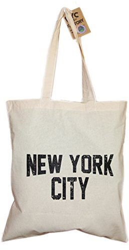 NYC Tote Bag Distressed New York City 100% Cotton Canvas Screenprinted by NYC FACTORY