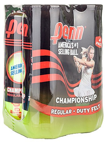 Clay Court Tennis Balls - Penn Championship Regular Duty Tennis Balls - 4 Pack (4 Cans, 12 Balls Total)