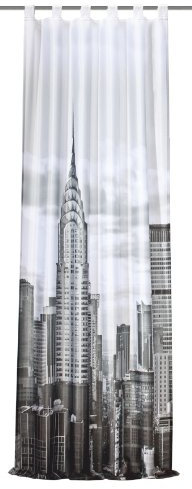Home Fashion 48639-896 Schlaufenschal Digitaldruck New York, schwarz-weiß/Dekostoff-Seidenoptik 245 x 120 cm