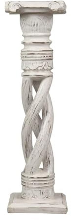 Oriental Galerie Säule Blumensäule Dekosäule Ständer Sockel Podest Blumenständer Gedreht Holz 3 Größen & viele Farben, Farbe:Weiß, Größe:Mittel