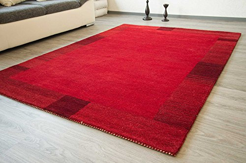 Steffensmeier Gabbeh Teppich Manipur - Handarbeit aus 100% Schurwolle - rot, Größe: 190 cm rund