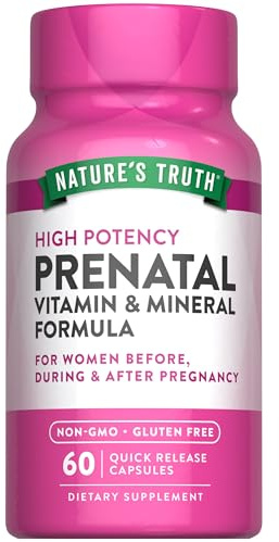 Nature's Truth Prenatal Vitamins With Folic Acid | 60 Capsules | Non-GMO & Gluten Free Supplement