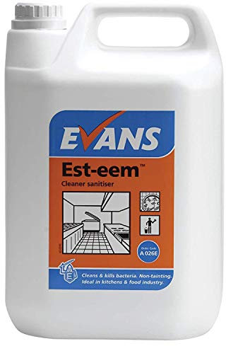 2 x Evans Vanodine Esteem Unperfumed Concentrated Hygienic Anti bacterial Cleaner and Sanitiser Disinfectant 5ltr