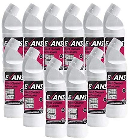 Evans Thick Heavy Duty Acidic Toilet Cleaner and Descaler 1ltr x12 Bottles