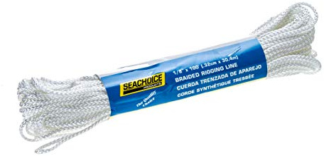 Seachoice Braided Utility Line Boat Rope, 1/8 In. X 100 Ft., White